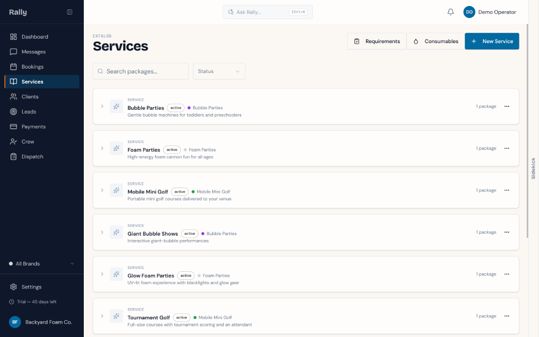 Catalog of services