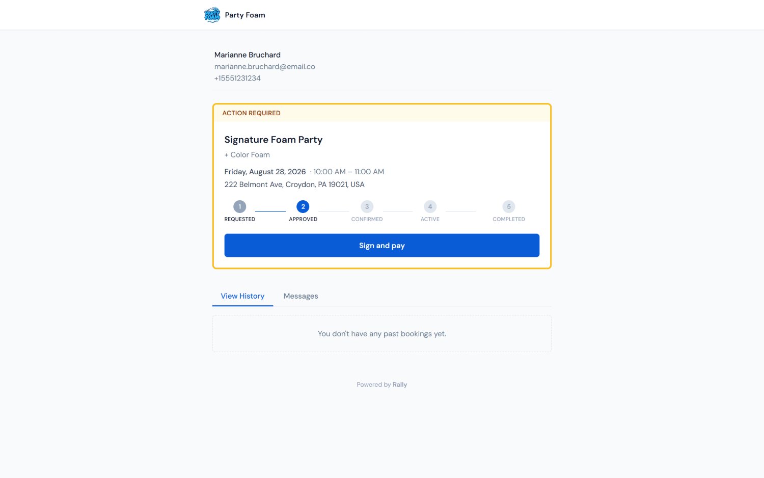 Client portal, Action Required, Sign and pay